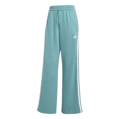 Abbildung von adidas Damen Essentials 3 Stripes Open Hem French Terry Pants, Powder Teal/White, M