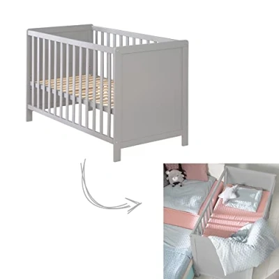 Abbildung von roba® Beistellbett Gitterbett, Babybett 60 x 120 cm, 6 fach höhenverstellbar, taupe