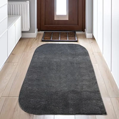 Abbildung von Teppich Traum einfarbiger Designer mit runden Ecken anthrazit, 80 x 150 cm