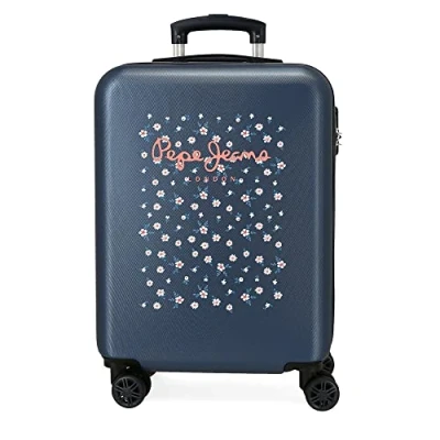 Abbildung von Pepe Jeans Leslie Kabinentrolley, blau, 38 x 55 20 cm, Hartplastik, seitlicher Kombinationsverschluss, 34 l, 2,74 kg, 4 Räder, Handgepäck