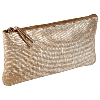 Abbildung von Clairefontaine 410038C Schlampermäppchen KLEO PATHRA Flach, aus Lammleder, 22 x 11cm, 1 Stück, Silber