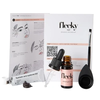 Abbildung von fleeky Augenbrauenfarbe Set Brow Tint Colour Gel Selber Färben Schälchen &amp; Pinsel 15 + 10 ml Farbe für Brauen Schwarz o. Braun Hellbraun (Schwarz)