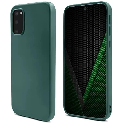 Abbildung von Moozy Lifestyle. Hülle für Samsung S20 5G und 4G, Dunkelgrün Silikon Handyhülle Schutzhülle mit Mattem Finish Weichem Mikrofaserfutter