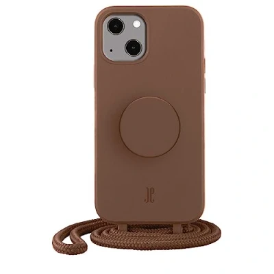Abbildung von PopSockets x Just Elegance iPhone Hülle Necklace Case Handyhülle kompatibel mit 14 6,1&quot; Schutzhülle Abnehmbarer Kordel und Fingerhalter (Brown Sugar)