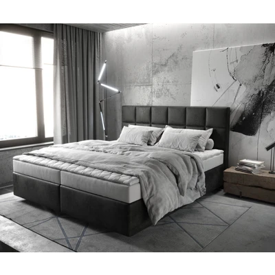 Abbildung von Boxspringbett Dream Fine 180x200 cm Mikrofaser Anthrazit Vintage mit Matratze und Topper