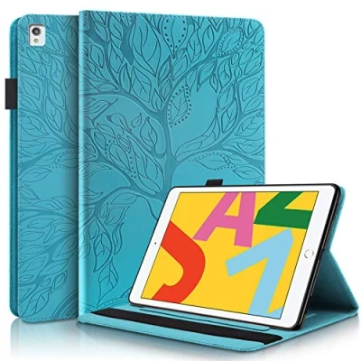 Abbildung von CaseFun Hülle für iPad 10.2 2019 [7th Generation] Baum des Lebens Ultra Slim TPU Schutzhülle Tasche Folio Flip Stand Cover mit Auto Schlaf/Wach Kartenfächern, Blau