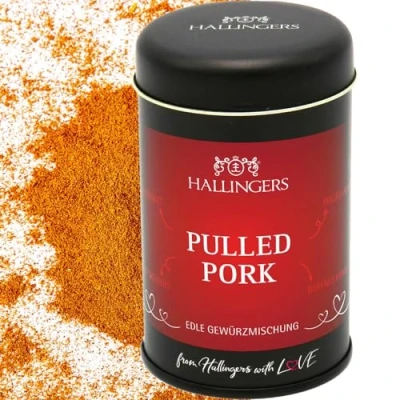 Abbildung von Hallingers Pulled Pork Gewürz Mischung für Grillgut, Marinaden &amp; Krustentiere (Dose) Adventskalender Neuheiten befüllen Neues Zuhause Ruhestand Genesung