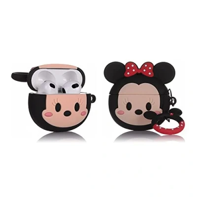 Abbildung von Derhom Airpods 3 Schutzhülle aus Silikon, lustig, niedlich, modisch, weich, Comic Motiv, kompatibel mit Apple [Cartoon Avatar Serie] [2021 Released] (Minnie Face)