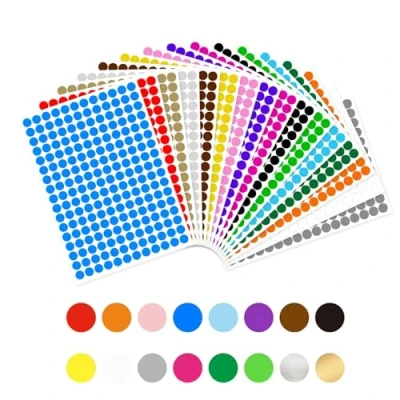 Abbildung von Jaimela 3264 Stück Runde Punktaufkleber Klebepunkte Etiketten Markierungspunkte, 16 Farben Bunte Selbstklebende Aufkleber (10mm)