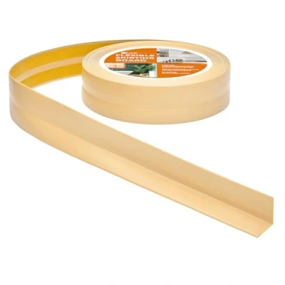 Abbildung von Quest Weichsockelleiste Selbstklebend 30 mm x Knickleiste, Abschlussleiste für Küche, Badezimmer Dichtungsband PVC, Flexibel, Wasserdicht, Dekorativ 25 Meter, Creme