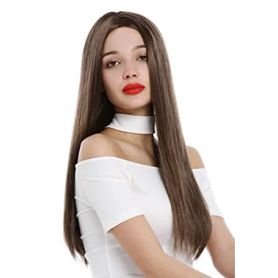 Abbildung von WIG ME UP GF W3823 8 10 Perücke Damen lang sleek look glatt Mittelscheitel Braun Mittelbraun gesträhnt