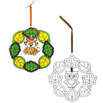 Abbildung von Baker Ross FX150 Sonnenfänger Herbst Kranz Bastelset 3er Pack, Buntglas Effekt für Kinder zum Bemalen, Basteln und Aufhängen, Herbstbastel Ideen, Herbstdeko