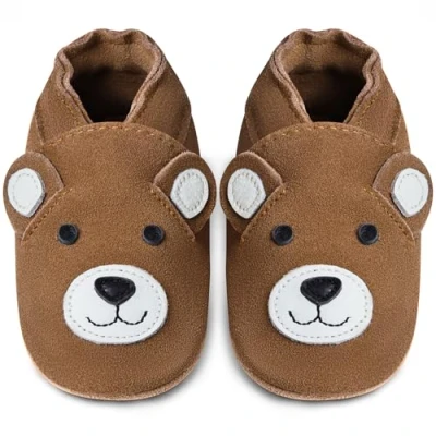 Abbildung von IceUnicorn Baby Lauflernschuhe Krabbelschuhe Mädchen Jungen Lederschuhe Weicher Leder Hausschuhe Wildledersohlen Babyschuhe(Kastanienbär, 18 24 Monate)