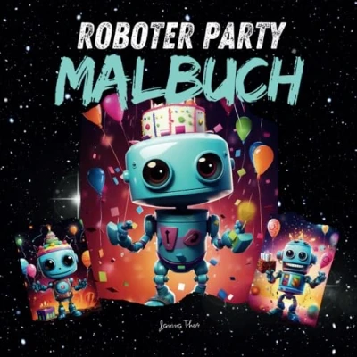 Abbildung von Roboter Party Malbuch: 50 hochwertige Malvorlagen für intergalaktischen Spaß, das perfekte Geschenk Jungs und Mädchen