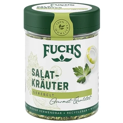 Abbildung von Fuchs Gewürze Salatkräuter gerebelt zum Verfeinern von Salatdressings, Gemüsepfannen oder Frischkäse natürliche Zutaten 20 g in wiederverwendbarer, recyclebarer Dose
