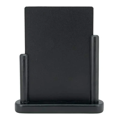 Abbildung von Securit Tischkreidetafel Elegant, Tischaufsteller mit beidseitiger Tafeloberfläche Holzsockel in U Form, einem weißen Kreidestift, ca. 23 x 20 cm groß, schwarz