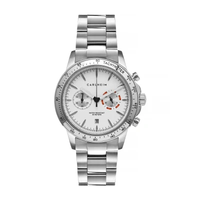 Abbildung von Carlheim Men&#039;s Watches Aksel 4005 Silver White Link Tachymeter