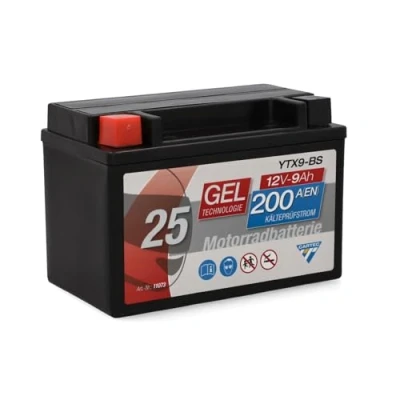 Abbildung von CARTEC Motorradbatterie YTX9 BS, 8Ah, 135A, Gel Technologie Motorrad Starter Batterie, Erstausrüsterqualität, zyklenfest, lagerfähig, wartungsfrei