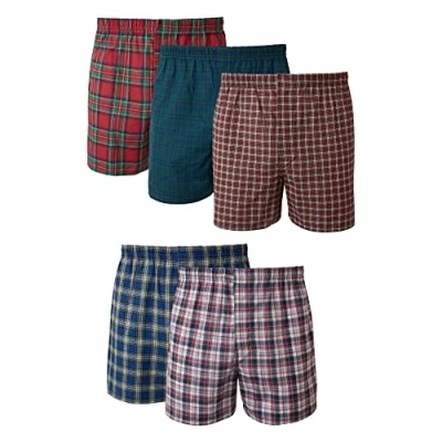 Abbildung von Hanes Herren Boxershorts mit Schottenkaro, freiliegendem Bund, Mehrfarbig, Größe L