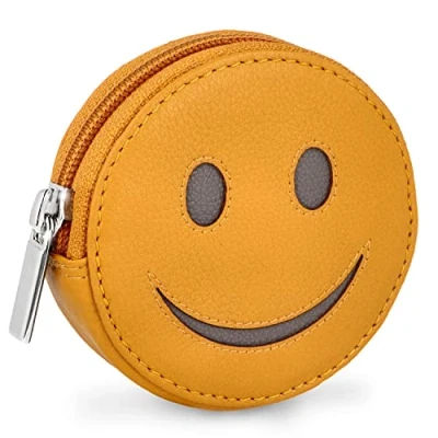 Abbildung von Manage Mini Geldbörse Smiley Portemonnaie mit Schlüsselring, Geldbeutel klein, Leder, für Kinder, Damen, Herren, Schlüsseletui, Geschenk Schulanfang