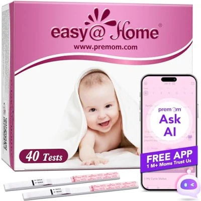 Abbildung von Easy@Home 40 x Schwangerschaftstest Frühtest 10 mIU/ml Empfindliches Pregnancy Test Frühschwangerschaftstest Streifen mit Höchster Genauigkeit Zuverlässiger Ultra Schwangerschaft