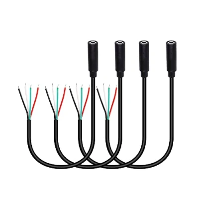 Abbildung von RIIEYOCA 4er Pack 3,5 mm Buchsenstecker auf blanken Draht, Stereo Audiokabel, 1/8 Zoll TRRS 4 poliger Mono Open End Audioleitung, für installierte und reparierte Audiogeräte