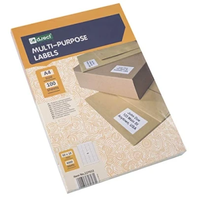 Abbildung von D.RECT Universaletiketten (50x18mm Auf Din A4) Selbstklebendes Druckerpapier Klebeetiketten Zum Bedrucken Aufkleber Bedruckbar 100 Blatt/Packung 65 Etiketten/Blatt 6500 Stücke Weiß