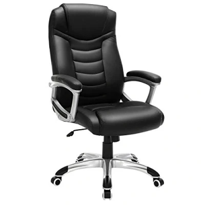 Abbildung von SONGMICS Ergonomischer Bürostuhl, höhenverstellbarer Drehstuhl,Kunstleder, robust, stabil und langlebig, schwarz, OBG21B, 52 x 53 122 cm