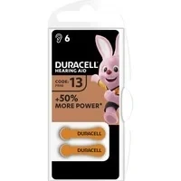Abbildung von Duracell 6 Activair Typ / DA 13 Zink Luft Hörgerätebatterien im 6er Blister Knopfzelle