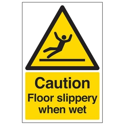 Abbildung von vsafety 63044 an s &quot;Caution Floor Slippery When Wet&quot; Achtung Allgemeine Schild, selbstklebend, Hochformat, 150 mm x 200 mm, schwarz/gelb