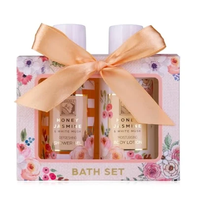 Abbildung von Accentra Duschset Frauen Geschenkset HONEY JASMINE in schöner Geschenkbox 2 teiliges Pflegeset mit Duschgel und Bodylotion Wellness Geschenk Set zum Valentinstag, Muttertag &amp; Weihnachten