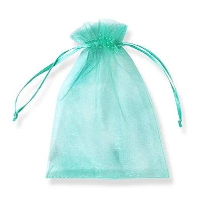 Abbildung von PLECUPE 100 Stück Durchsichtig Tunnelzug Organzabeutel Organzasäckchen Süßigkeiten Beutel Saeckchen Geschenk, 20 x 30cm Hochzeit Säckchen Party Festival Bonbonsbeutel Candy Bags Grün#3