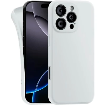 Abbildung von MyGadget Hülle kompatibel mit iPhone 16 Pro robuste Handyhülle TPU Case Slim Silikonhülle Back Cover Kratzfest Schutzhülle Matt Weiß