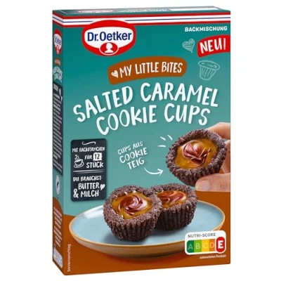 Abbildung von Dr. Oetker MY LITTLE BITES Salted Caramel Cookie Cups Cookies 4er Pack: Backmischung für jeweils 12 Schoko mit Füllung