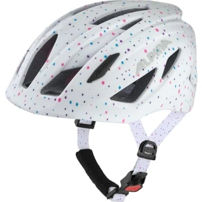 Abbildung von ALPINA PICO Flash, White Polka dots Gloss, 50 55 cm, sicherer Fahrradhelm für Kinder mit integriertem Licht