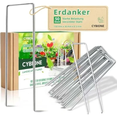 Abbildung von Heringe Erdnägel Rostschutz Erdanker Bodenanker Stabil, Langlebig und Praktisch für Camping Garten 150 mm lang, 30 breit, Ø 3 Perfekt als Zelthaken, mehr! (50)