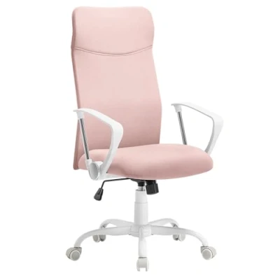 Abbildung von SONGMICS Bürostuhl, ergonomischer Schreibtischstuhl, Drehstuhl, gepolsterter Sitz, höhenverstellbar und neigbar, bis 120 kg belastbar, pastellrosa OBN034R01