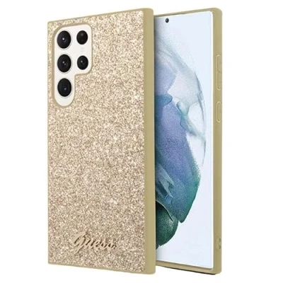 Abbildung von Samsung Galaxy S24 Ultra Hülle Kunststoff Guess Backcover/Hard Case Handyhülle Gold