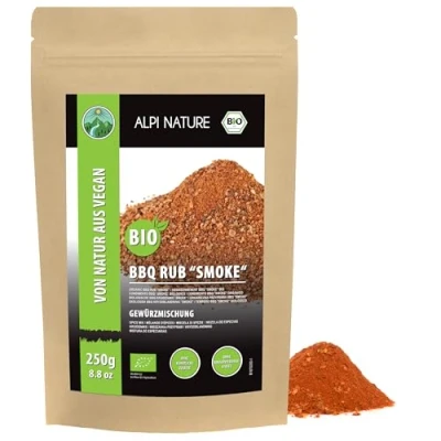 Abbildung von Bio BBQ Rub Räuchergeschmack (250g), Gewürzmischung zum Grillen, Trockenmarinade, Marinade Grillen 100% natürlich, ohne künstliche Zusätze, Zutaten aus kbA