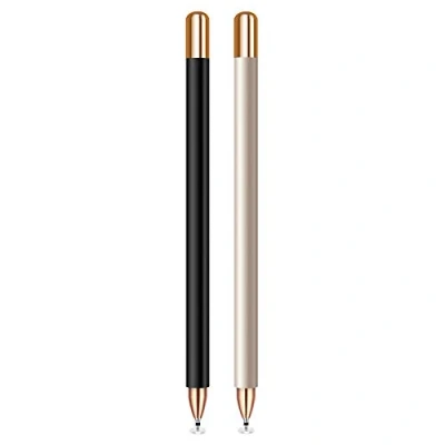 Abbildung von MEKO Eingabestift Disc Touch Pen, 2 in 1 Stylus Pen universal Touchstift 100% kompatibel mit Allen Tablets Touchscreen iPhone iPad Surface Huawei usw, magnetische Kappe (Schwarz+Champagner)