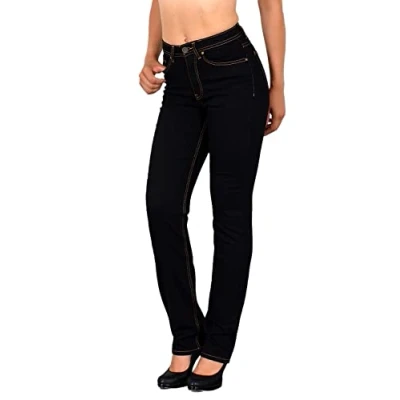 Abbildung von ESRA Damen Jeans Hose High Waist Straight Leg bis Übergröße G300