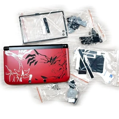 Abbildung von Limited for 3DSXL Housing Case PKM Red Complete Shells Set Replacement, Old Big 3DS XL/LL 3DSLL Console, DIY Cover Plates + Buttons/Screws/Stylus/Pads/Protector/Plugs/Stickers