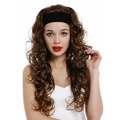 Abbildung von WIG ME UP VK 27 6T27 Perücke Damenperücke an Stirnband lang lockig gelockt voluminös Braun Blond gesträhnt