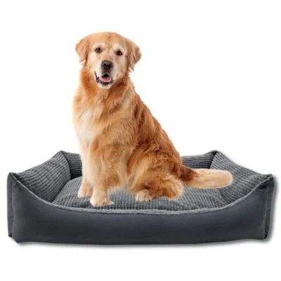 Abbildung von Odolplusz XXL Hundebett für große Hunde Hundekissen Ergonomisches Hundesofa (Graphit aus Cord, L 100 x B 70 H 19 cm)
