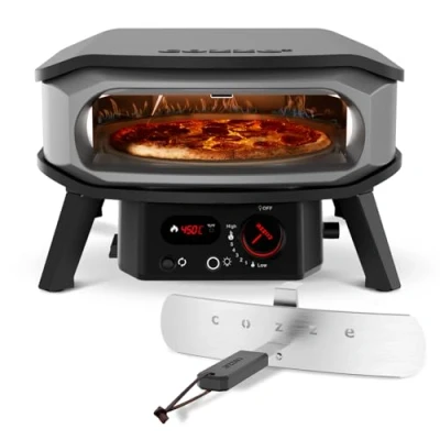 Abbildung von COZZE Mini Pizzaofen Gas mit Drehfunktion 13 Zoll Pizza Ofen Outdoor (50mbar) Rotation Tisch für kleine Pizzen