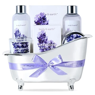Abbildung von BODY &amp; EARTH Lavendel Wellness Set für Frauen 7 tlg. Beauty Set, Badeset Geschenk, Geburtstagsgeschenk Frauen,Mama,Freundin