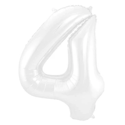 Abbildung von Folie Balloon Nummer 4 Matt White Metallic 86 cm