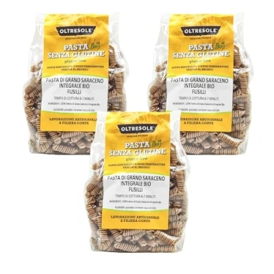 Abbildung von Oltresole, Bio Buchweizen Vollkornnudeln, Format Fusilli, Nudeln mit Vollkornmehl aus ökologischem Landbau, glutenfrei, 3er Packung à 350 g