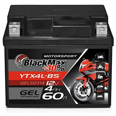 Abbildung von BlackMax CTX4L BS Motorradbatterie YTX4L GEL 12V 4Ah Roller Batterie 50314