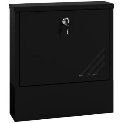 Abbildung von HOMCOM Briefkasten Wandbriefkasten mit Schloss, Deckel, Kupferkern, Postkasten aus Metall, für Outdoor, Dunkelgrau, 30 x 8,5 32,5 cm